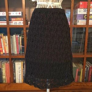 Silk crochet lace knit lined sweater skirt wool